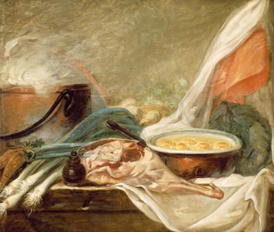 有鸡蛋和羊腿的静物，178090。 作者 不明