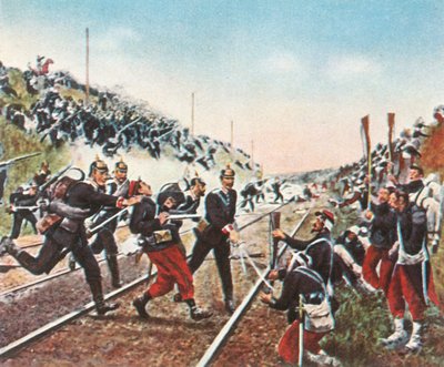 1870年12月18日，Badeners袭击了Nuits的铁路路堤，1936年。 作者 不明