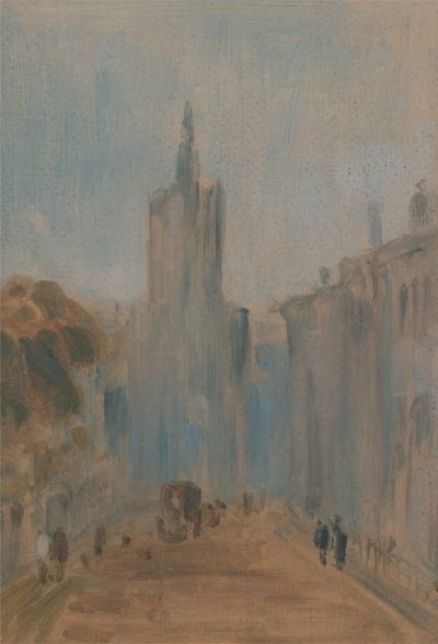 有教堂和人物的街道，1822至1825年。 作者 不明
