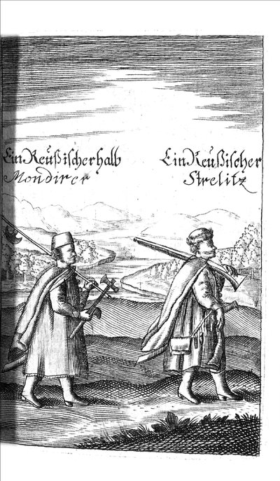 乔治·亚当·施莱辛格·德勒（Georg Adam Schleissing Derer）的《勒索西》（Streltsy），都位于伊万（Ius）的伊扎尔（Czaaren）和彼得·阿列克维兹（Peter Alexewiz），1693年 作者 不明