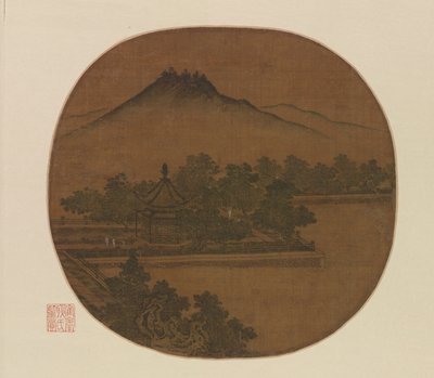 漫步到湖边凉亭，13世纪。 作者 不明