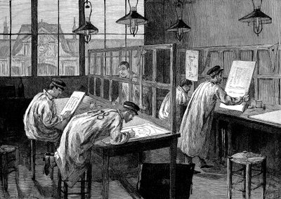 1887年，巴黎中央工艺美术学校的学生 作者 不明