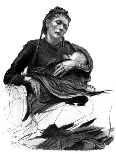 研究一个抱着婴儿的女人，1895年 作者 不明