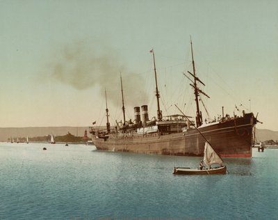 Suez Canal, ship entering the Red Sea near Port Tewfic, c.1900 (colour photochrom) 作者 不明