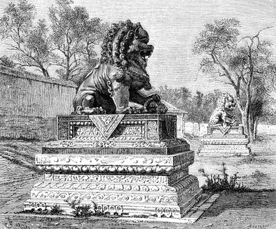 颐和园，青铜狮子，帝王会徽，c1890 作者 不明