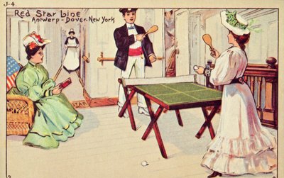 1907年，红星线客船上的乒乓球。 作者 不明