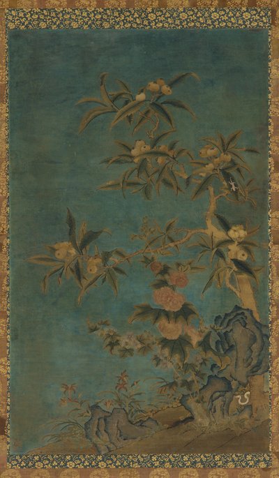 挂毯：果树和冬青，明代，1368-1644。 作者 不明