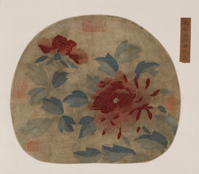 挂毯：牡丹，可能是明朝的，1368-1644。 作者 不明