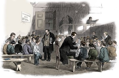 1868年在伦敦兰贝斯的衣衫School学校联盟学校教男孩读书 作者 不明