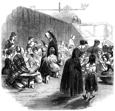 1868年在伦敦兰贝斯的衣衫School学校联盟学校教女孩读书 作者 不明