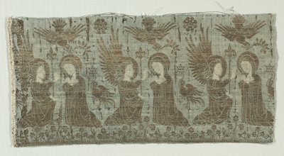 带有报喜的纺织品碎片，1370-1400年。 作者 不明