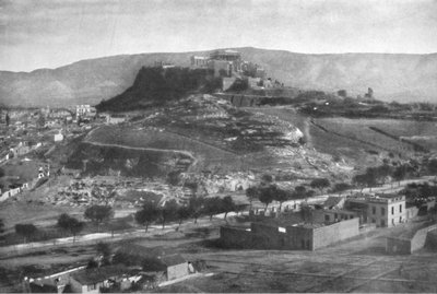 从西方俯瞰雅典卫城和Hymettus山的卫城，摄于1913年 作者 不明