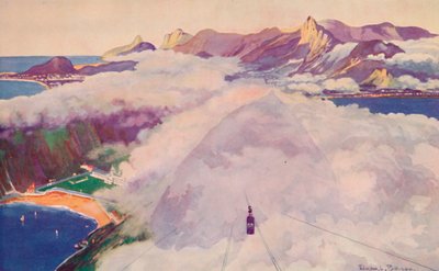 1914年，从糖面包山下降的空中索道车。 作者 不明