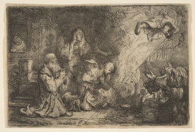 托比亚斯一家的天使，1641年。 作者 不明