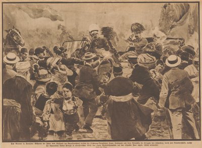 1914年6月28日，奥地利大公弗兰兹-斐迪南及其妻子在萨拉热窝被刺杀。 作者 Unbekannt