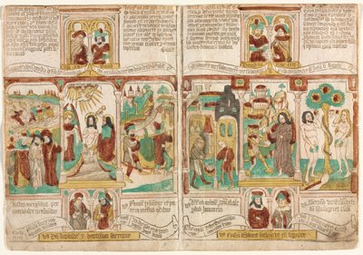贫穷的Biblia Pauperum圣经，法老王军队被淹没在红海中……1450-1465年。 作者 不明