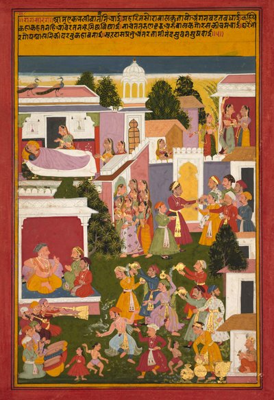 克里希纳（Krishna）的诞生，来自Surdas的Sursagar，c。 1700。 作者 不明