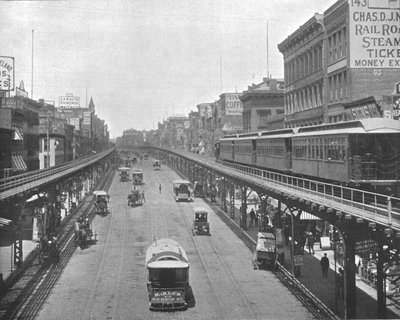 Bowery，朝北，美国纽约，摄于1900年。 作者 不明