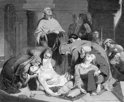 沃尔瑟姆修道院（Waltham Abbey）葬于哈罗德（Harold），1847年 作者 Unbekannt