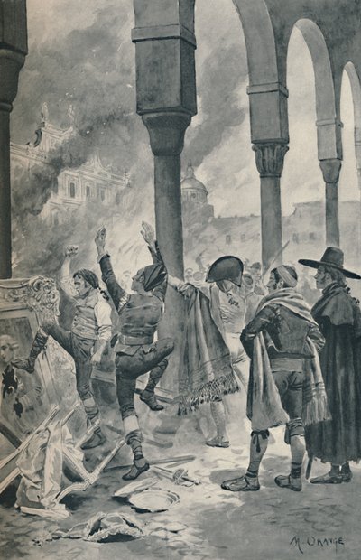 1896年马德里民众对戈多伊宫的焚烧 作者 不明
