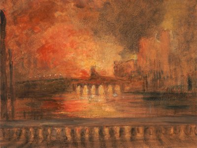 The Burning of the Houses of Parliament,Fire at the House of Commons, ca. 1834. 作者 不明