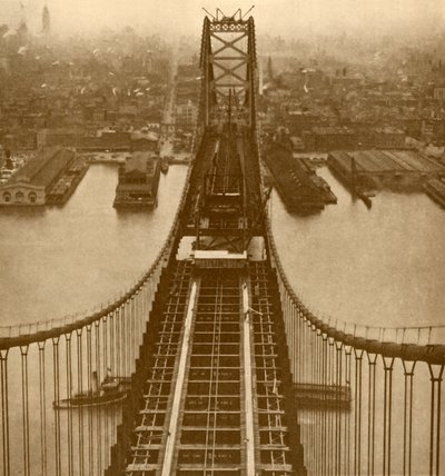 特拉华河悬索桥，建于1930年。 作者 不明