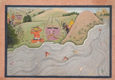 恶魔玛利奇试图劝阻拉瓦那... 1780年。 作者 不明
