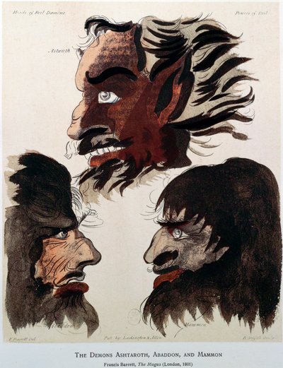 恶魔阿什塔罗、阿巴顿和玛门》，1801年 作者 不明