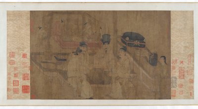 双屏：李靖皇帝观看其兄弟下围棋，14世纪。 作者 不明