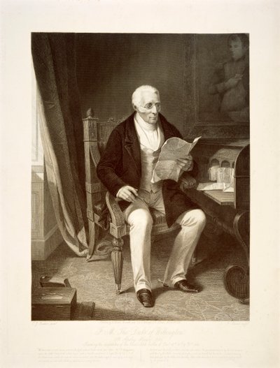 威灵顿公爵在伦敦阿普斯利府邸的家中宣读电报，1846年 作者 不明