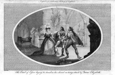 艾塞克斯伯爵（Ears）于1792年被伊丽莎白女王（Elizabeth Queen）击中，将手放在剑上 作者 不明