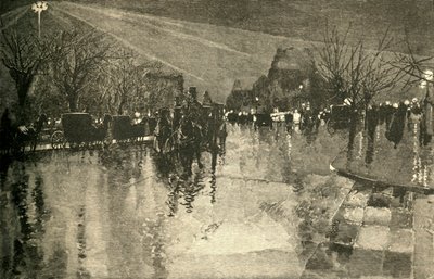 1882年多云的夜晚，纽约麦迪逊广场的电灯。 作者 不明
