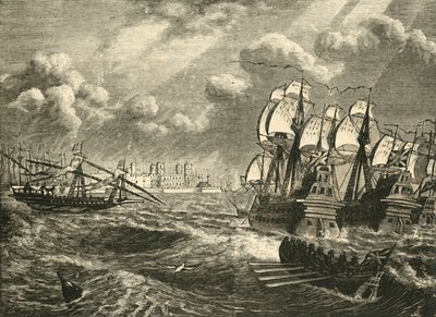 加的斯之前的英国舰队，1596年，1890年。 作者 不明