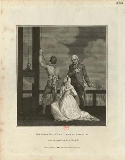 1793年10月16日对玛丽-安托瓦内特的处决，1815年。 作者 不明
