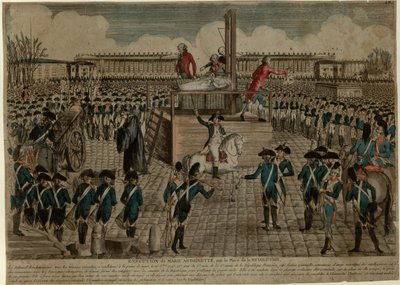 1793年10月16日，玛丽-安托瓦内特在革命广场被处决，约1793年。 作者 Unbekannt