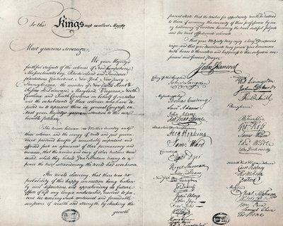 橄榄枝请愿书的Fitzwilliam副本，1775年 作者 不明
