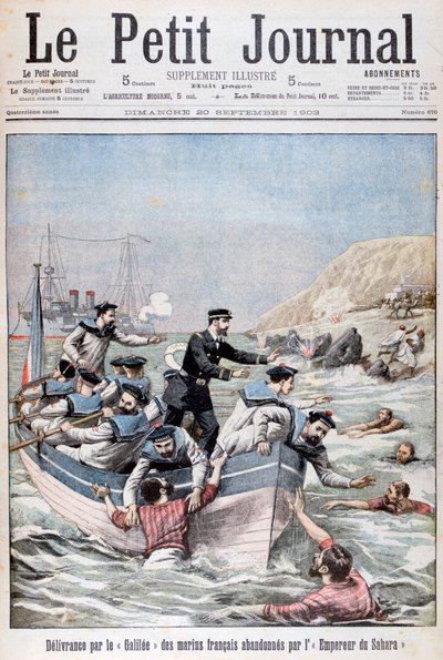 法国Linois级巡洋舰Galilee拯救法国水手，1903年 作者 不明