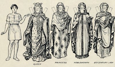 英国服装画廊：盎格鲁撒克逊时代人民的着装，c1934 作者 不明