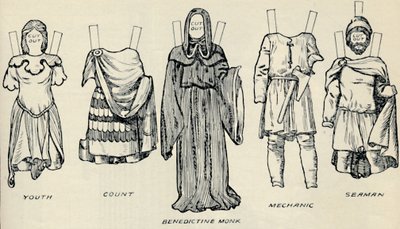 英国服装画廊：诺曼时代人们穿着的连衣裙，c1934 作者 不明