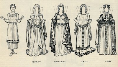 英国服装画廊：早期Plantagenet时代的着装类型，c1934 作者 不明