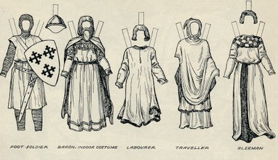 英国服装画廊：早期Plantagenet时代的服饰类型，c1934 作者 不明