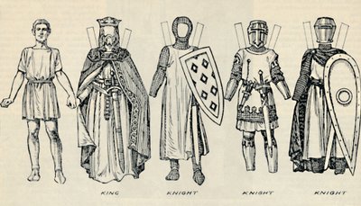 英国服装画廊：早期Plantagenet时代的着装类型，c1934 作者 不明