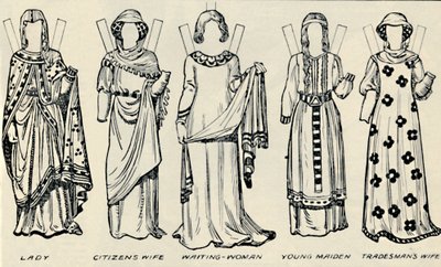 英国服装画廊：亨利三世时期男人和女人穿着的衣服，c1934年 作者 不明