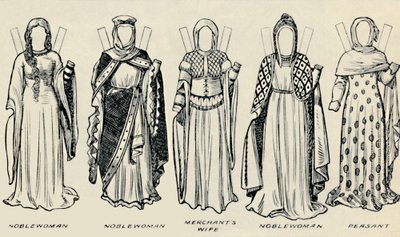 画廊历史服装：理查德一世时代穿着的连衣裙，c1934 作者 不明
