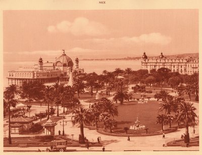 1930年从尼斯赌场看到的花园。 作者 不明