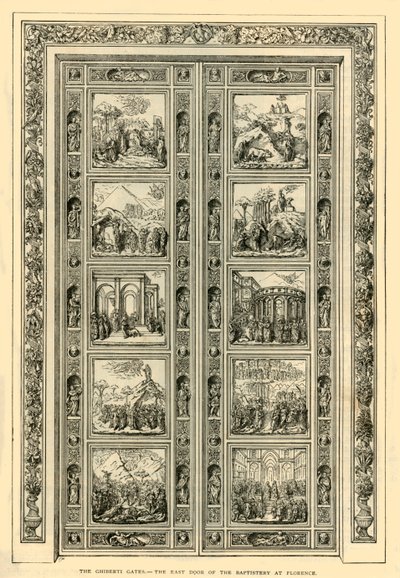 Ghiberti Gates-洗礼池的东门在佛罗伦萨，1882年。 作者 不明
