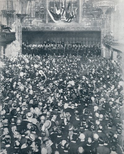 1914年在伦敦市政厅举行的大型招聘会议 作者 不明