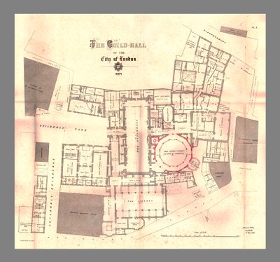 伦敦市的市政厅，计划，1884年，1886年 作者 不明