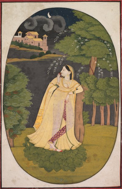 急等她不在的情人的女英雄Utka Nayika，c。 1800。 作者 不明