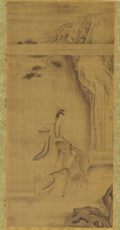 神仙麻姑与鹿》，清代，18世纪。 作者 不明